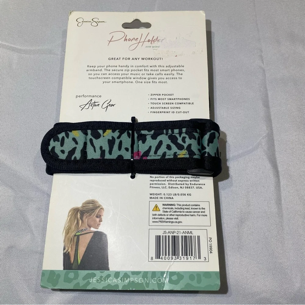 Jessica Simpson Phone Holder arm band with Pink, Blue and Black Pattern